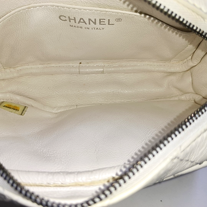 CHANEL 2.55 White Calfskin Quilted Crossbody Shoulder Bag Palladium Hardware 25 Flap-(SKU)-951553361