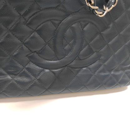 CHANEL CHANEL GST Large Blue Calfskin Quilted Matelassé Shoulder Bag Silver Hardware 17 Clasp-(SKU)-966451937
