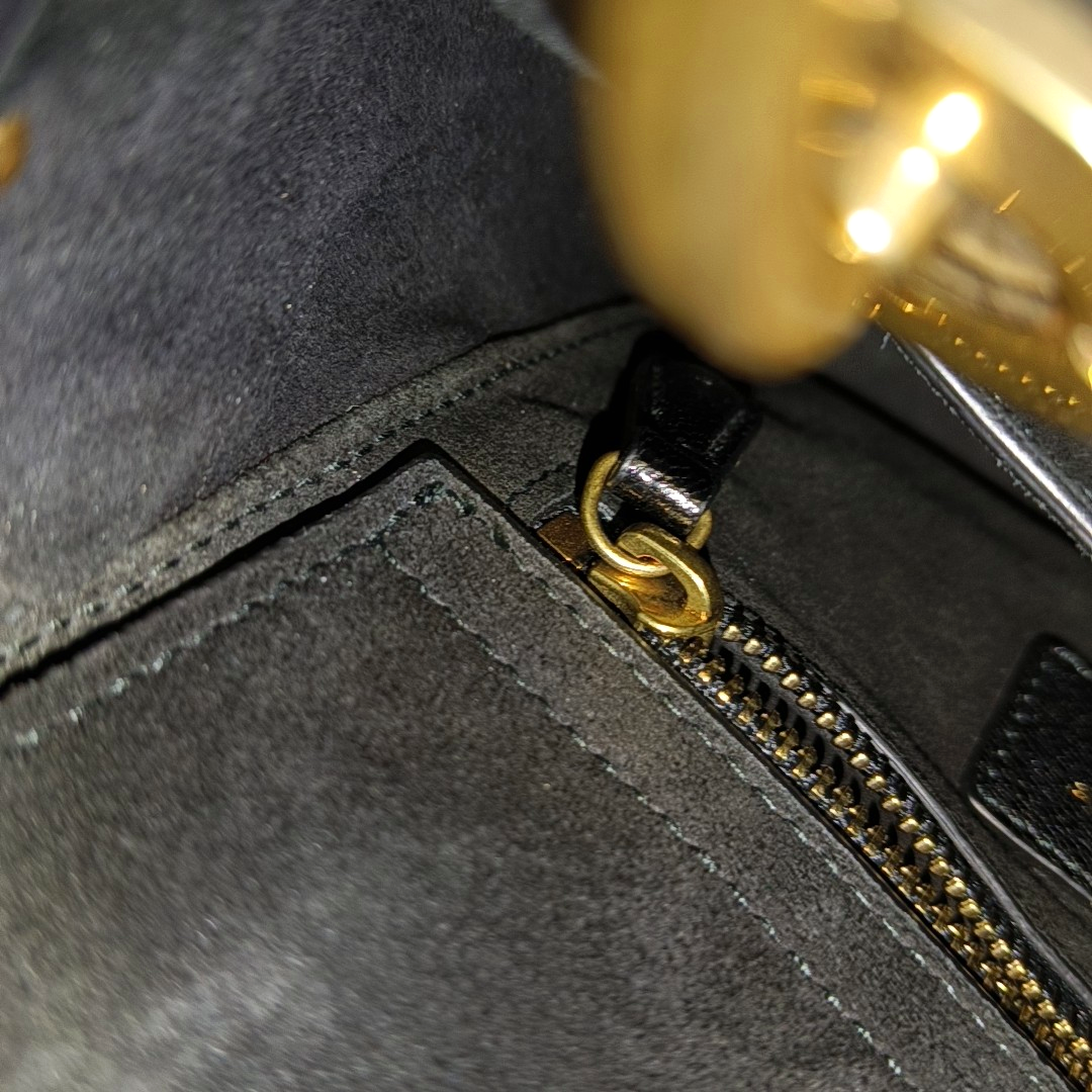 DIOR Lady Dior Mini Black Suede Leather Studded Fringe Crossbody Bag with Gold Hardware, Detachable Strap-(SKU)-961788599