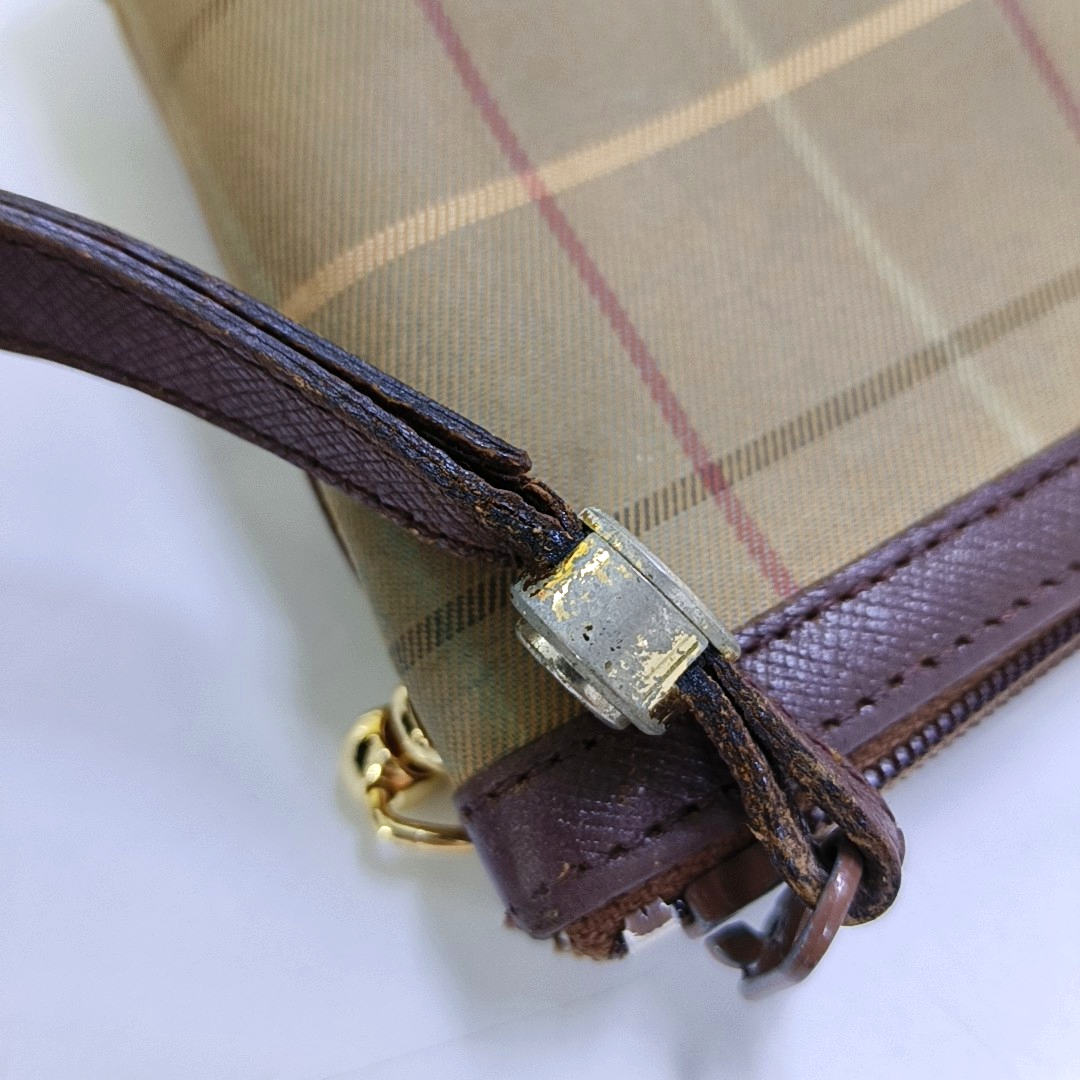 BURBERRY Light Green Canvas Clutch Brown Hardware-(SKU)-959766282