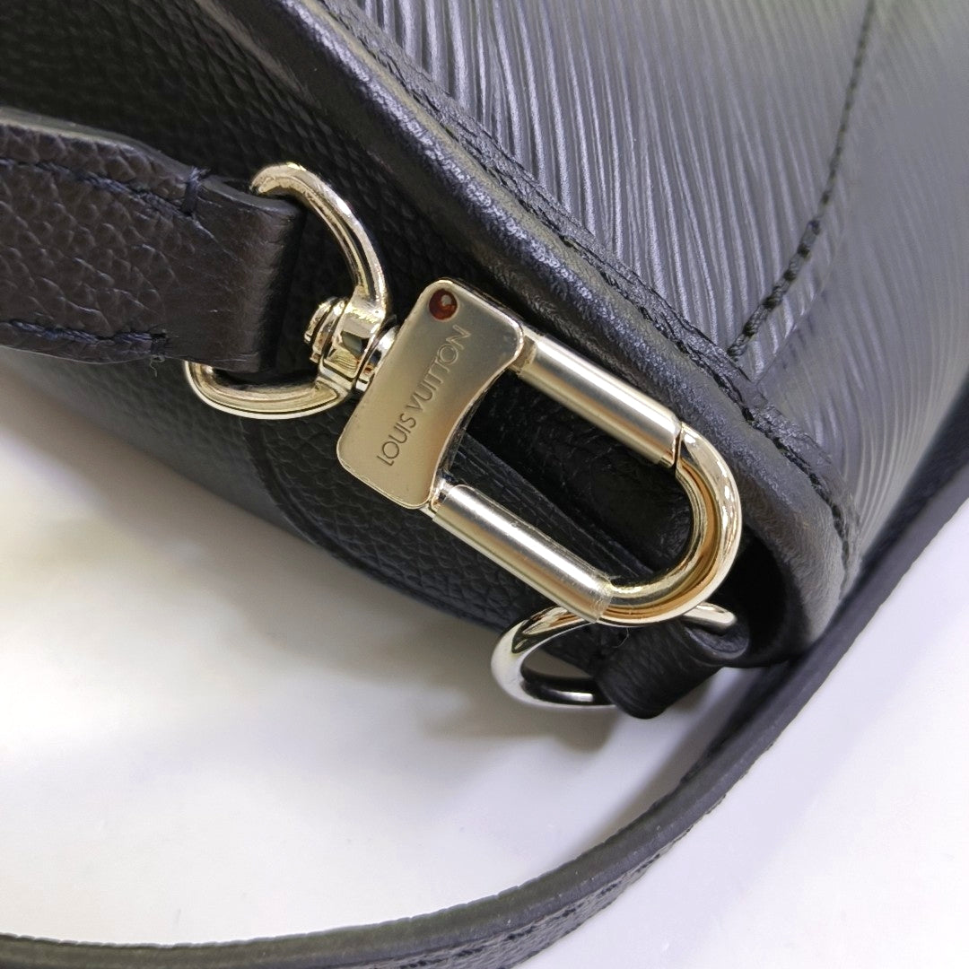 LOUIS VUITTON BUCI Black EPI Leather Water Ripple Shoulder Bag Crossbody Bag with Detachable Strap-(SKU)-956131000