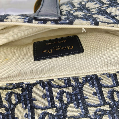 DIOR Saddle Blue Canvas Monogram Saddle Bag Handbag Shoulder Bag Crossbody Bag with Gold Hardware Removable Strap-(SKU)-969434186