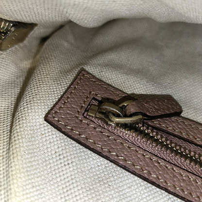 GUCCI Bree Khaki Canvas Monogram Tote Bag Single Shoulder Bag Golden hardware-(SKU)-959592766