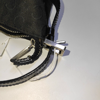 CELINE Black Fabric Triumph Handbag Single Shoulder Bag Silver Hardware Removable shoulder strap-(SKU)-934885209