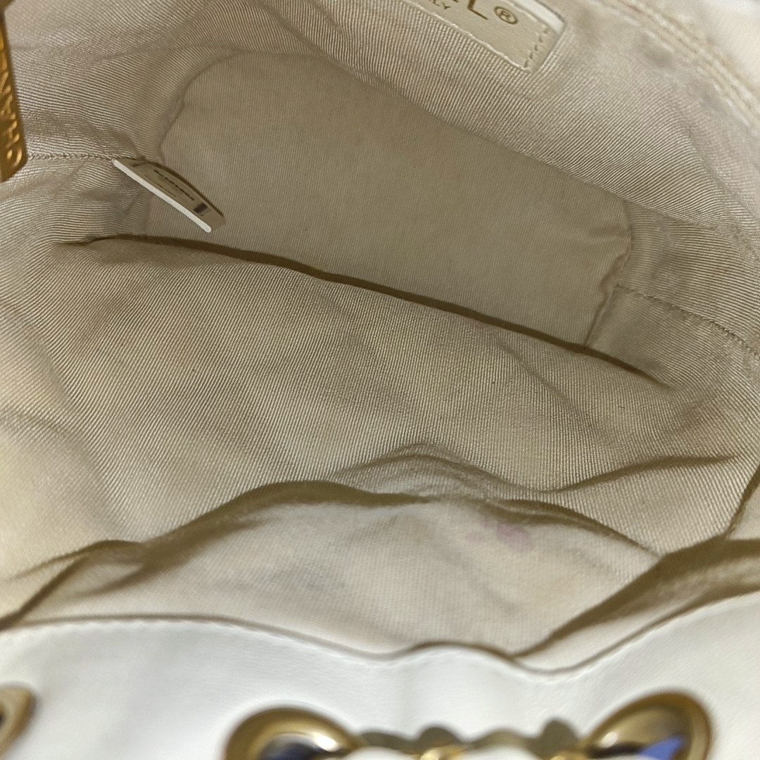 CHANEL DRAWSTRING Large White Lamb Leather Quilted Shoulder Bag with Removable Strap-(SKU)-963594078