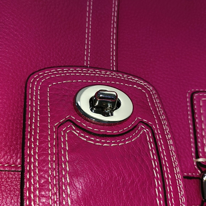 COACH Tote bag Hot Pink Leather Shoulder and Handbag Silver Hardware-(SKU)-933278329
