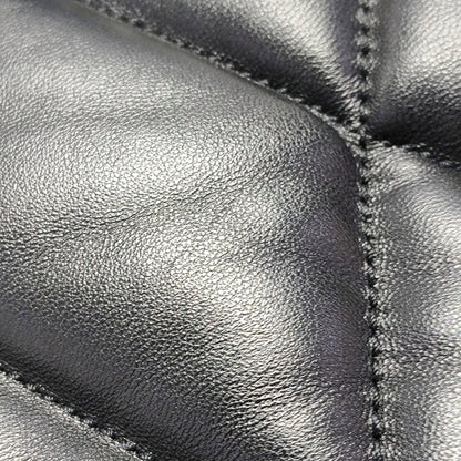 YSL PUFFER Mini Black Lamb Skin Quilted Envelope Bag, Crossbody and Shoulder Bag with Silver Hardware-(SKU)-971165723