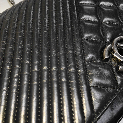 CHANEL COCO BOY Black Quilted Calfskin Leather Crossbody Shoulder Bag Palladium Hardware 20 Clasp-(SKU)-14466373