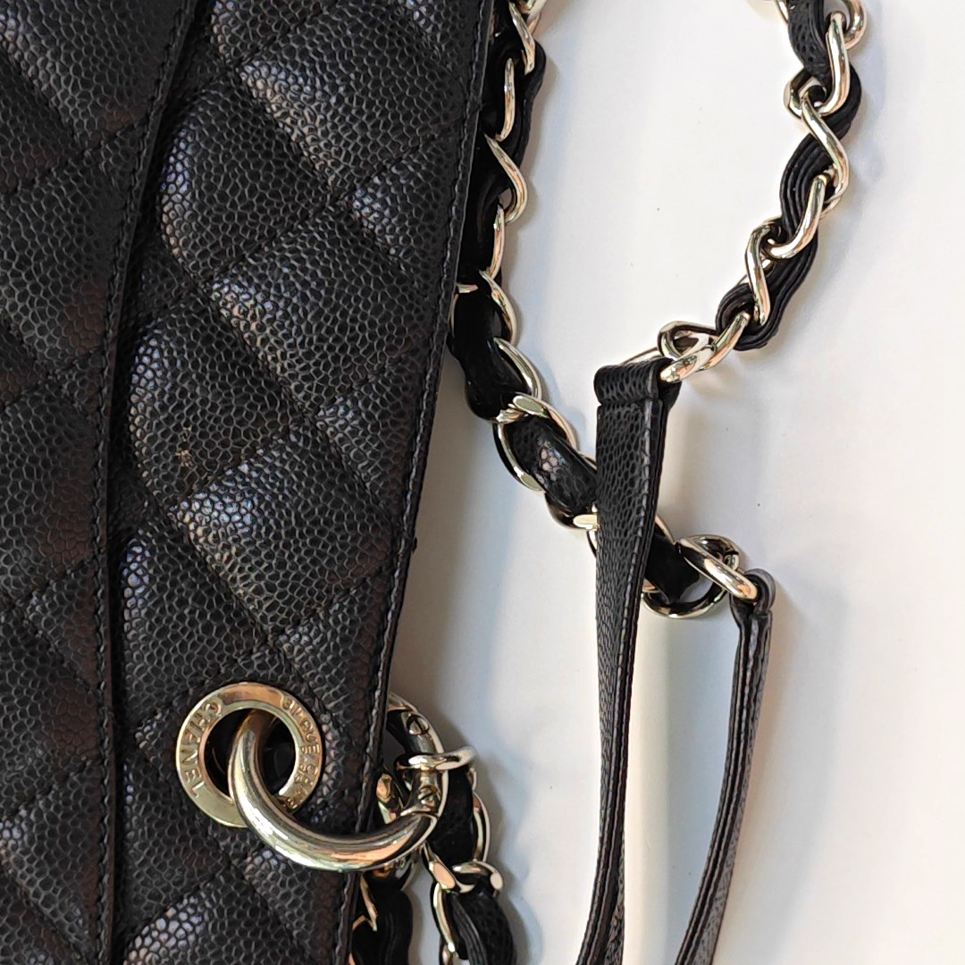 CHANEL CHANEL GST Large Size Black Calfskin Quilted Cannage Shoulder Bag Tote Bag Silver Hardware 15K Clasp-(SKU)-965088697