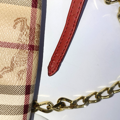 BURBERRY Maydown Khaki Coated Canvas Warhorse Plaid Crossbody Shoulder Bag Golden hardware-(SKU)-940909865