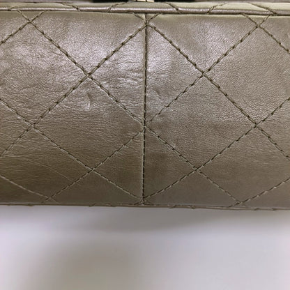 CHANEL 2.55 Large Champagne Quilted Calfskin Leather Chain Shoulder Bag Crossbody Bag with Silver Hardware 15 Clasp-(SKU)-967355800