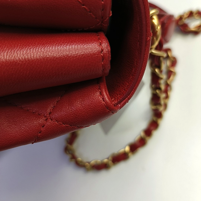 CHANEL TRENDY CC Red Calfskin Quilted Single Shoulder Bag Tote with Gold Hardware, 30 Clasp-(SKU)-946084069