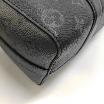 LOUIS VUITTON KEEPALL Black Coated Canvas Monogram Black Samurai Crossbody Bag Shoulder Bag Silver Hardware Removable Strap-(SKU)-965838556