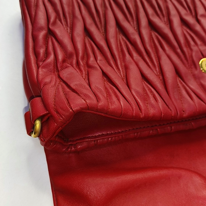 Miu Miu Red Sheepskin Quilted Clutch Bag Handbag Single Shoulder Bag Golden hardware-(SKU)-957691909