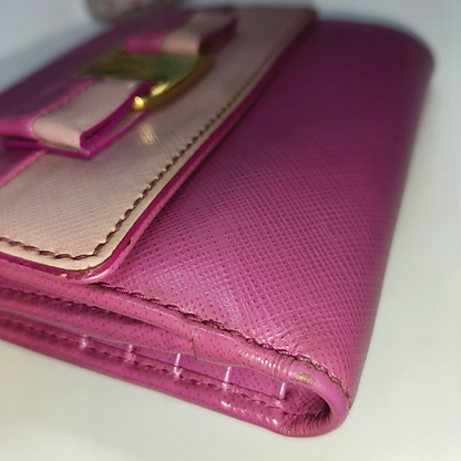 FERRAGAMO Vara Pink Leather Embossed Wallet Golden hardware-(SKU)-930486413