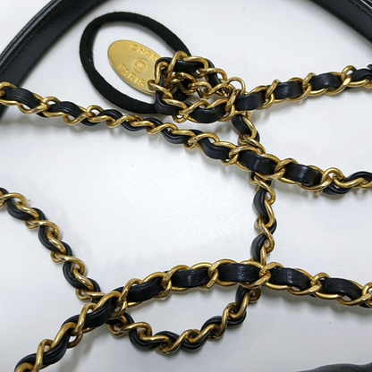 CHANEL VINTAGE PUFFY black lambskin crossbody bag shoulder bag 28 opening gold hardware-(SKU)-964643760