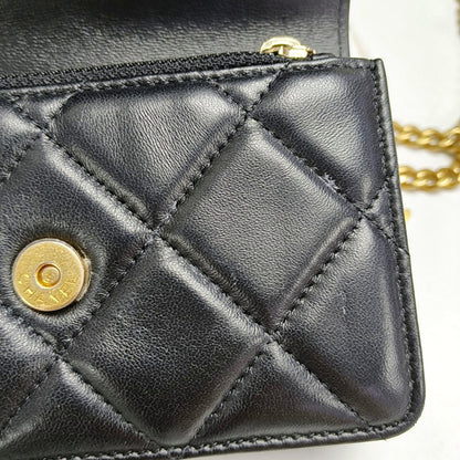 CHANEL WOC Black Lamb Skin Quilted Intrecciato Crossbody Bag, Shoulder Bag, Golden Hardware, 31 Clasp-(SKU)-970987317