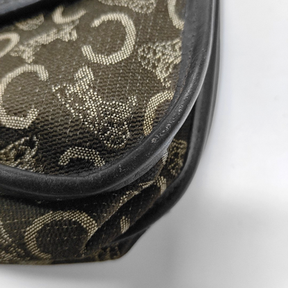 CELINE Brown Canvas Floral Crossbody Single Shoulder Bag Golden hardware Removable shoulder strap-(SKU)-13628676