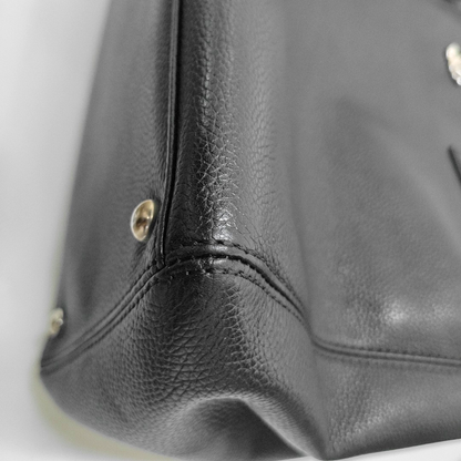 CHANEL CERF Black Calfskin Quilted Shoulder Bag Tote Bag Crossbody Bag Silver Hardware 17 Clasp Removable Strap-(SKU)-954658799