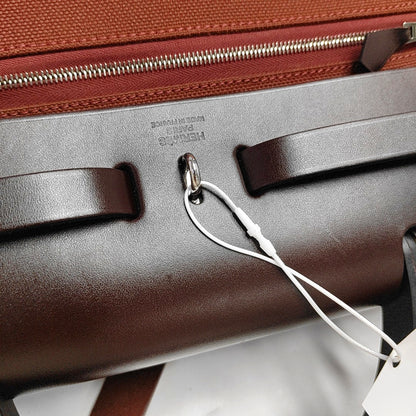 HERMÈS Herbag 31 Patchwork Canvas Woven Shoulder Bag Crossbody Handbag with Silver Hardware, Z Stamp, and Pocket-(SKU)-967802237