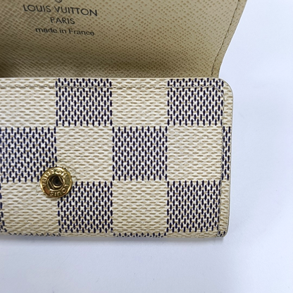 LOUIS VUITTON White Coated Canvas Checkerboard Key Case Golden hardware-(SKU)-955829929