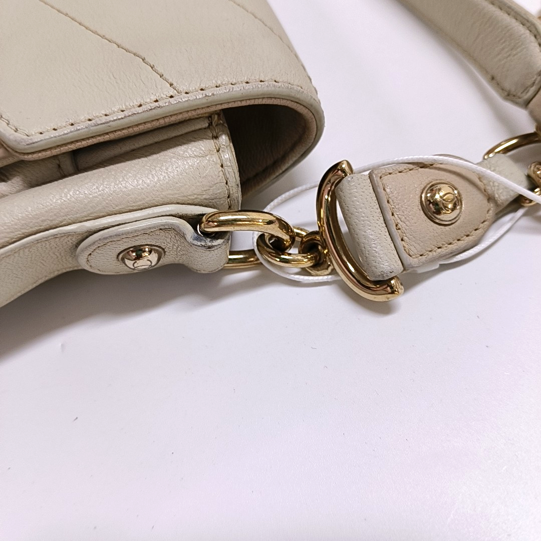 CHANEL ELAPHE White Lamb Skin V-Stitch Single Shoulder Bag Handbag Crossbody Bag with Gold Hardware-(SKU)-964402541