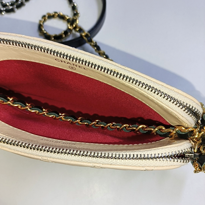 CHANEL GABRIELLE Mini Beige Calfskin QuiltedWandering Bag Crossbody Bag Single Shoulder Bag Golden and Silver Hardware 25 Compartments-(SKU)-946473222