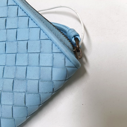 BOTTEGA VENETA Blue Cowhide Braided Wallet Ruthenium color hardware-(SKU)-942172044