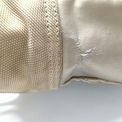 CHANEL Tote bag Champagne Coated Canvas Monogrammed Quilted Handbag Silver Hardware 11nan-(SKU)-948373759