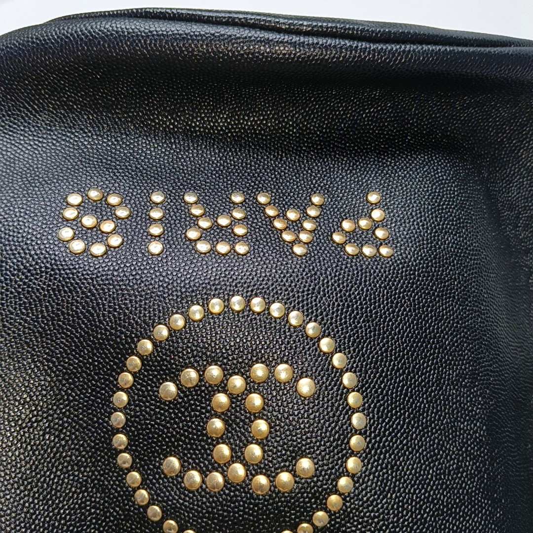 CHANEL DEAUVILLE Black Caviar Leather Studs Shoulder Bag Gold Hardware 28 Clasp-(SKU)-953026430