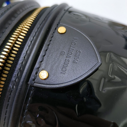 LOUIS VUITTON CANNES Black Patent Leather Embossed Money Bucket Crossbody Shoulder Bag Tote Bag Gold Hardware Removable Strap-(SKU)-952976210
