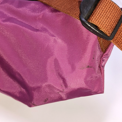 LONGCHAMP Le Pliage Medium size Plum Red Nylon Backpack Handbag Golden hardware-(SKU)-942661340