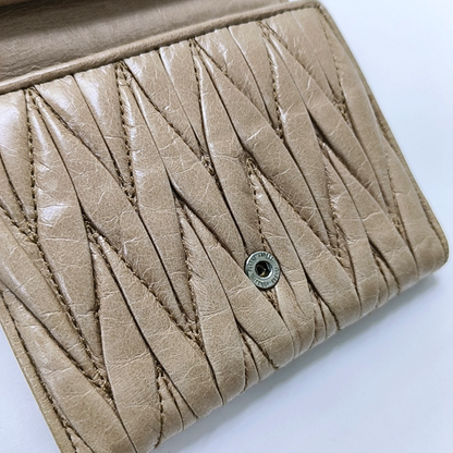 Miu Miu Gray Brown Leather Quilted Wallet Silver Hardware-(SKU)-952408891
