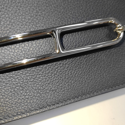 HERMÈS Roulis Slim Midnight Blue Evercolor Calfskin Piggy Wallet with Silver Hardware and Z Stamp-(SKU)-928394634