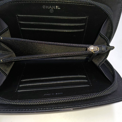CHANEL CIRCLED CC Black Patent Leather Wallet Silver Hardware 13nan-(SKU)-951413773