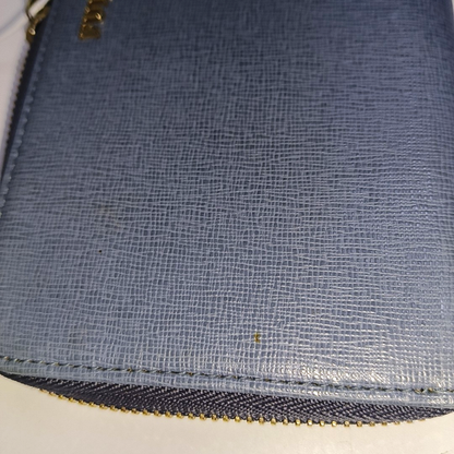 FURLA Blue Leather Embossed Wallet Golden hardware-(SKU)-940647077