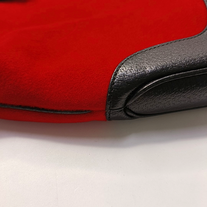 GUCCI Bardot Red suede single shoulder bag Black hardware-(SKU)-947350422