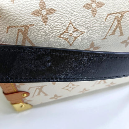 LOUIS VUITTON SOFT TRUNK Medium White Coated Canvas Monogram Soft Trunk Shoulder Bag with Detachable Strap, Gold Hardware-(SKU)-968883980