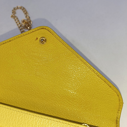 Miu Miu Love Yellow Cowhide Wallet Golden hardware-(SKU)-941953467
