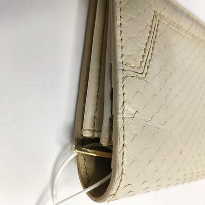 BURBERRY White snake skin wallet Golden hardware-(SKU)-935689724