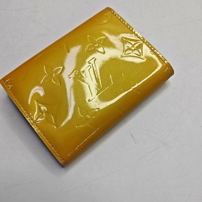 LOUIS VUITTON Yellow Patent Leather Monogrammed Embossed Wallet Golden hardware-(SKU)-958924002