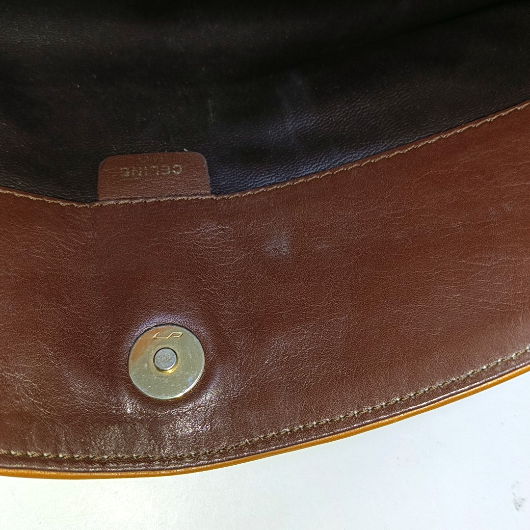 CELINE MACADAM CLUTCHES Dark Brown Cowhide Handbag Golden hardware-(SKU)-951570187