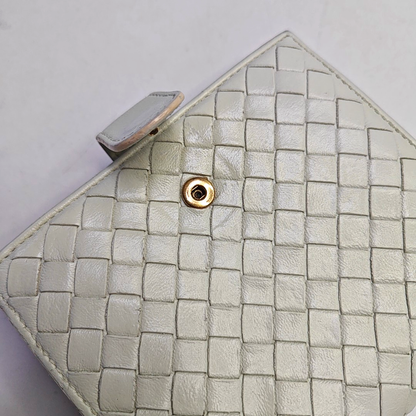 BOTTEGA VENETA White Cowhide Braided Wallet-(SKU)-945082548