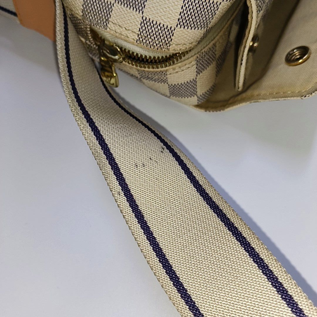 LOUIS VUITTON NAVIGLIO White Coated Canvas Chessboard Plaid Single Shoulder Bag Tote Crossbody Golden hardware-(SKU)-946272112