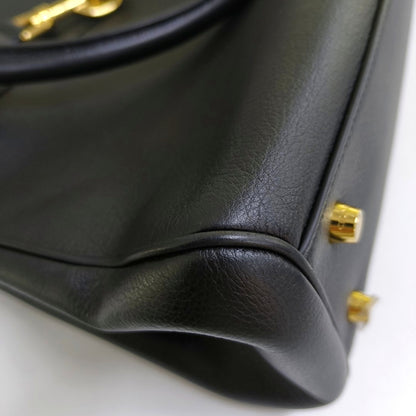 CELINE ANNABEL Medium Size Black Leather Tote Bag with Gold Hardware-(SKU)-968853801