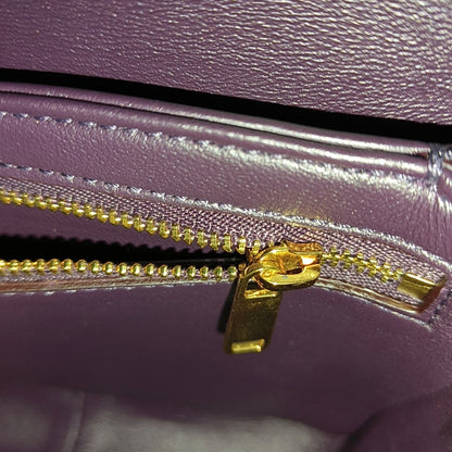 CELINE TRIOMPHE Dark Purple Calf Leather Triumph Monogram Single Shoulder Bag Golden Hardware-(SKU)-969606927