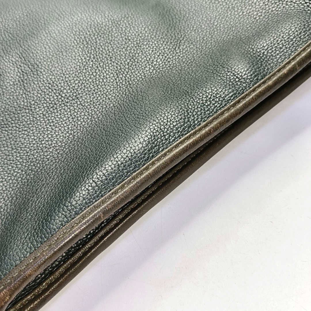 LOEWE Toledo Dark Green Leather Handbag Silver Hardware-(SKU)-954572249