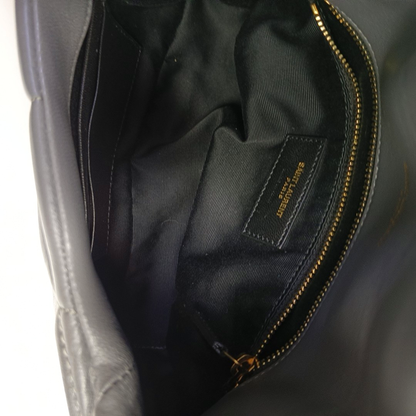 YSL PUFFER Mini Dark Gray Lamb Leather Quilted V Envelope Bag Single Shoulder Bag and Crossbody with Gold Hardware-(SKU)-955986894