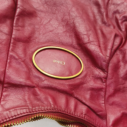Chloé Fuchsia cowhide handbag Golden hardware-(SKU)-952505517