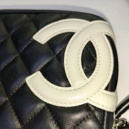 CHANEL CAMBON Small Black Calfskin Quilted Handbag Single Shoulder Bag Handbag Silver Hardware 10 Clasp-(SKU)-963757249